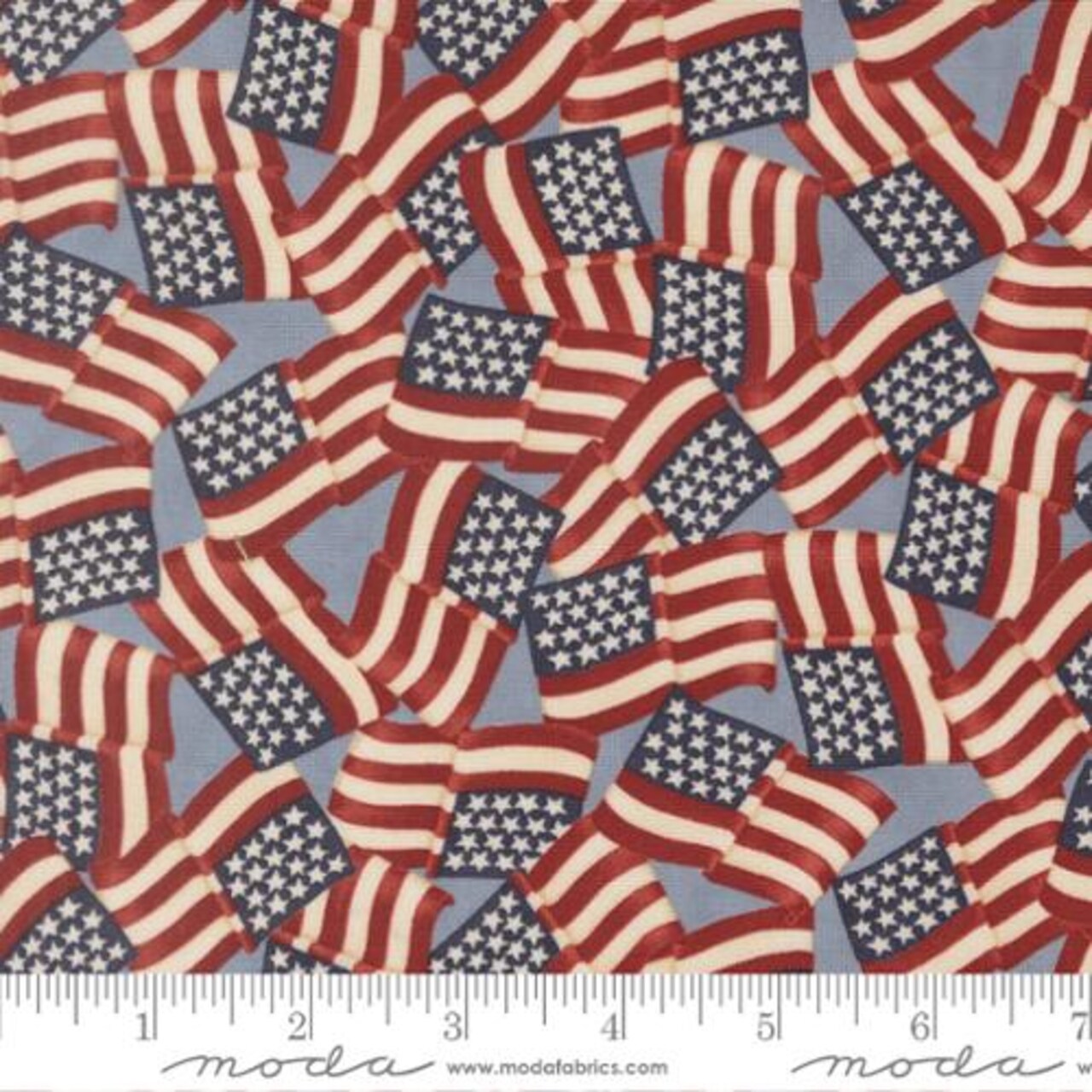 Fabric Moda Steel Blue Waving Flags America 250 Years by the Quarter Yard 56180-16